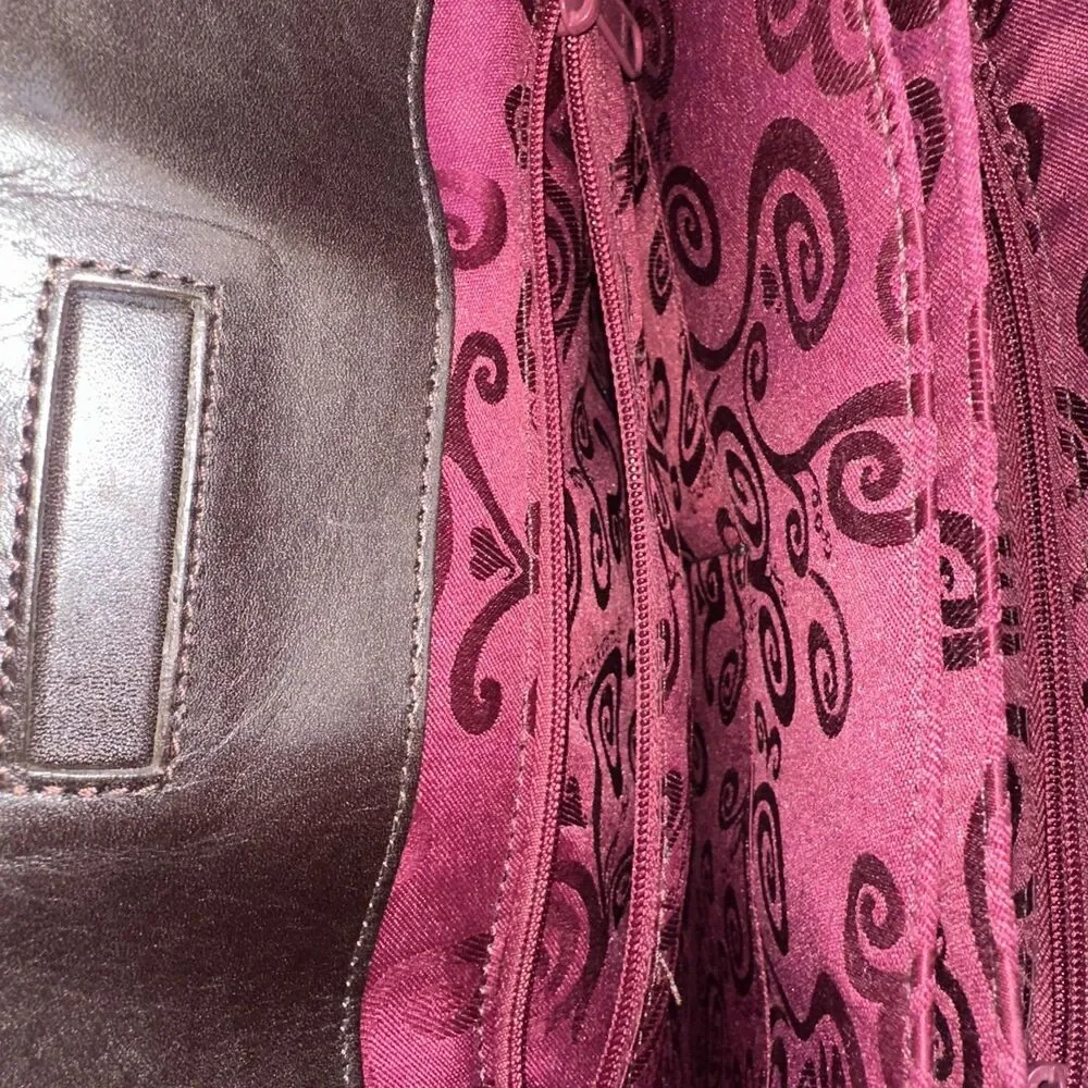 Brighton Brown Embossed Croc Patent Leather Shoulder Tote Hand Bag 18X13